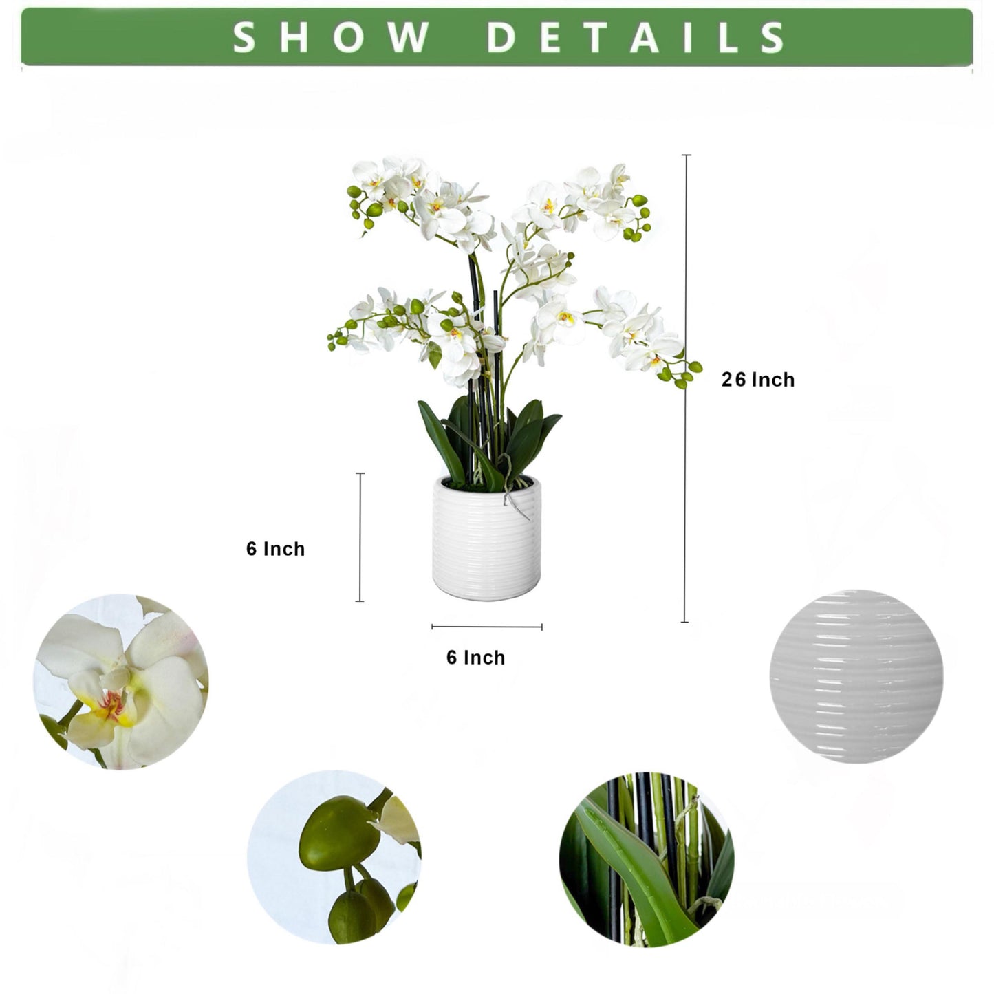 Artificial Orchid Arrangement in Ceramic Pot - Home Decor