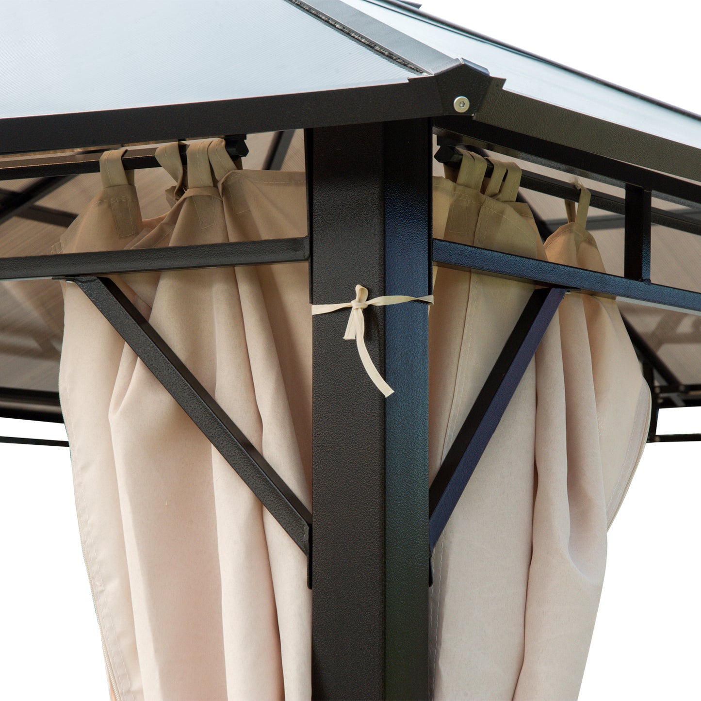 10' x 12' Hardtop Gazebo with Polycarbonate Roof - Dark Brown & Off-White