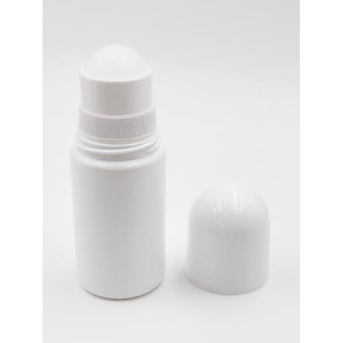 4Packs 1.7oz /50mL Roll-on Bottles Empty Refillable Roller White Plastic Anti-perspirant Roller Ball Perfume Bottles for DIY Deodorants, Essential Oils, and Fragrances