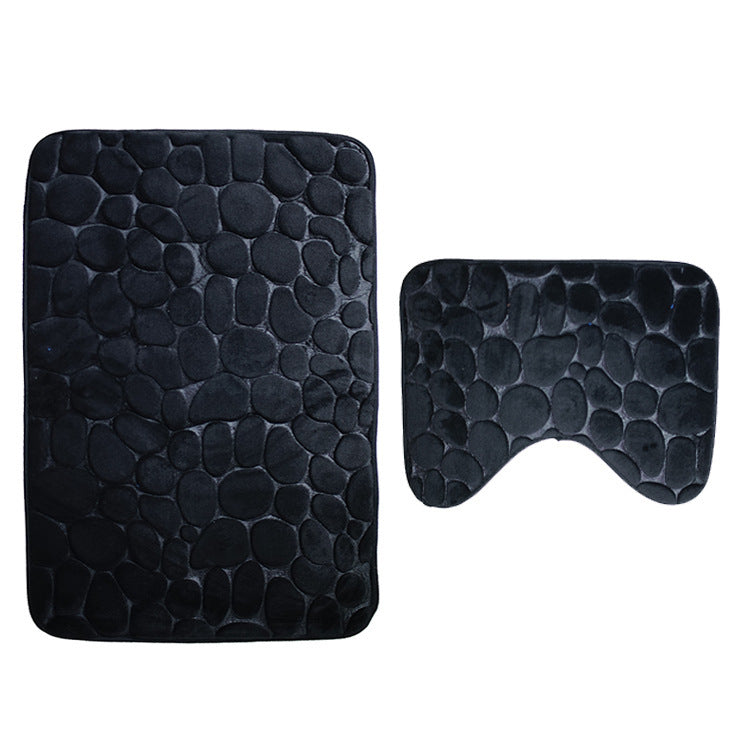 Non-Slip Bathroom Mat Set Pebble Stone Toilet Floor Carpet European American Style