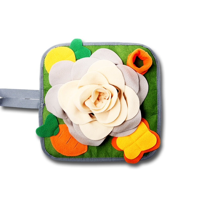 Pet Sniffing and Feeding Pad with Floral Pattern - Beige Gray