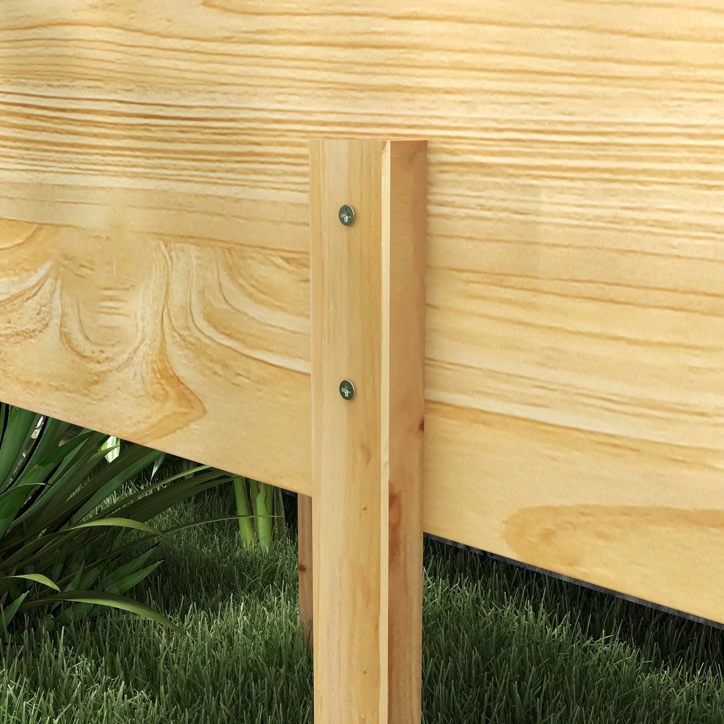 Large Wooden Raised Garden Bed with Legs, Drain Holes & Liner - Natural Finish