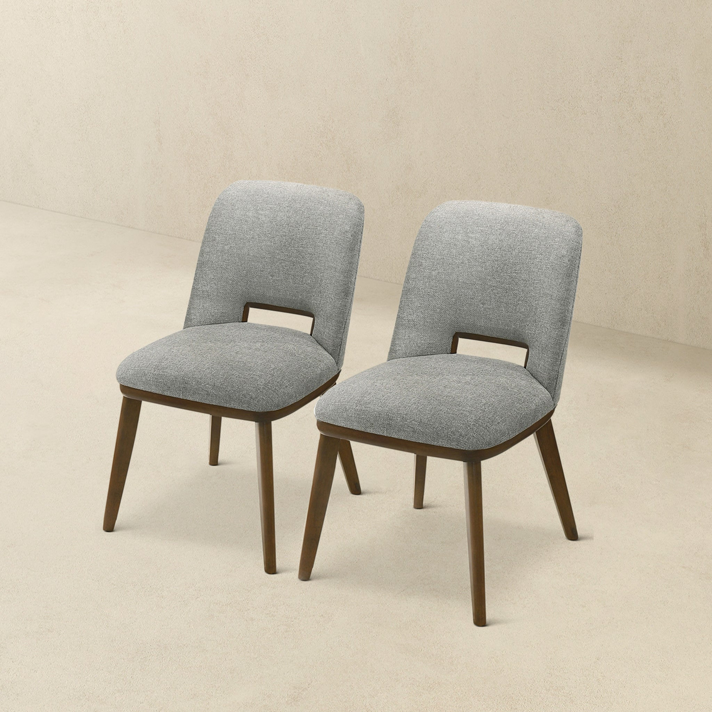 Blake Mid-Century Modern Light Grey Fabric Dining Chair Set Of 2 With