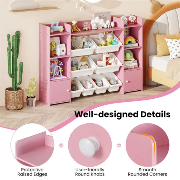 Pink Multi-Functional Kids Storage Shelf - Toy Organizer+Bookcase,