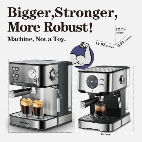 20 Bar Professional Espresso Machine with Milk Frother - Silver