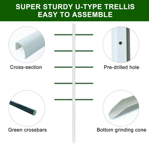2FT x 6FT White U-shaped Climbing Trellis for Plants