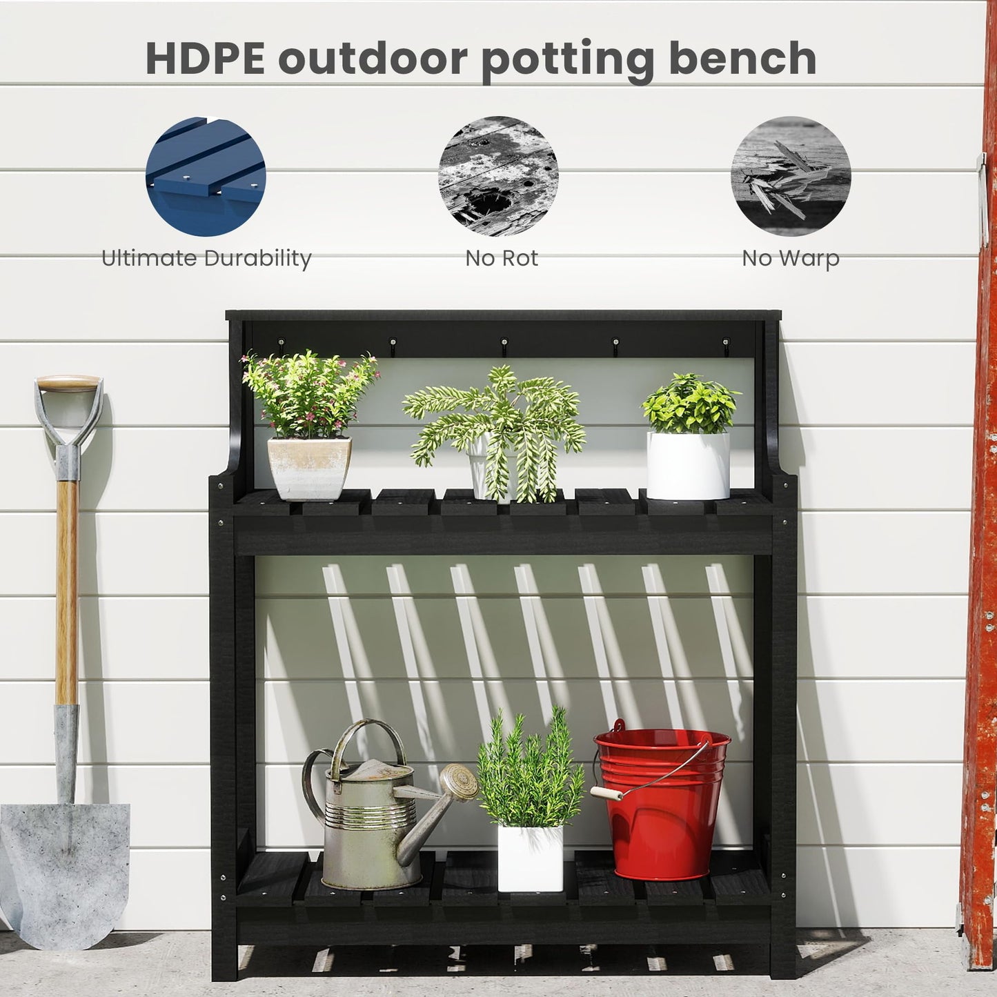 Potting Benches For Outside, HDPE Garden Table All Weather, Outdoor