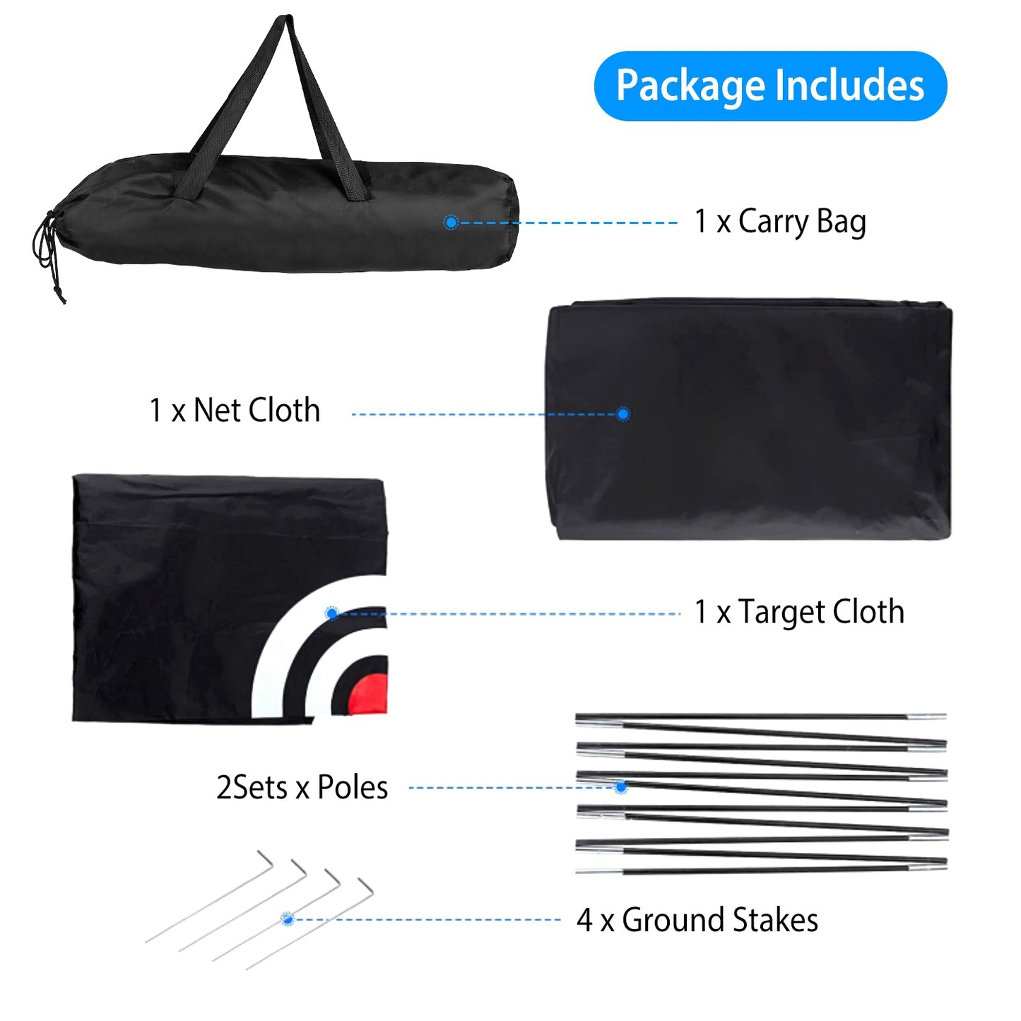 Golf Hitting Net with Target Cloth - Portable Indoor/Outdoor Practice