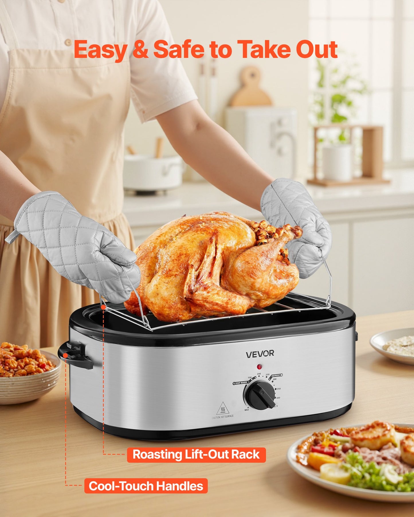 22QT Electric Roasting Pan with Self-Basting Lid - Kitchen Oven Appliance
