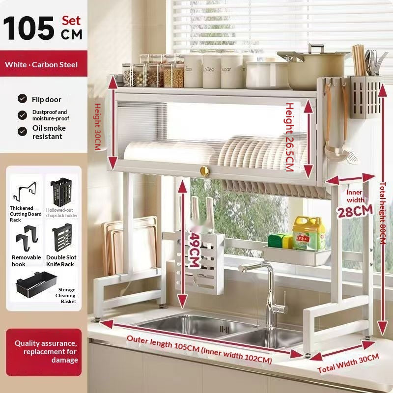 Kitchen Countertop Cabinet Shelf - Modern Steel Storage Organizer