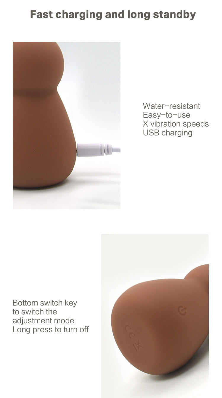 Silicone Vibration Toy Puff for Adult Wellness, Brown, 48x48x78mm