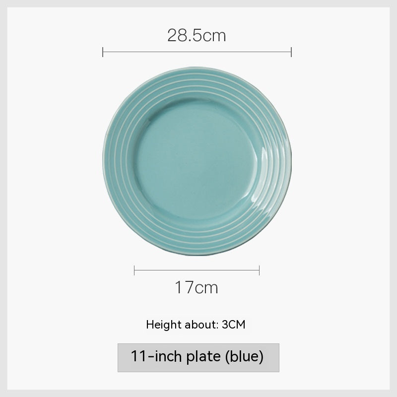 11-Inch Dark Gray Porcelain Dinner Plate - Round Kitchen Tableware