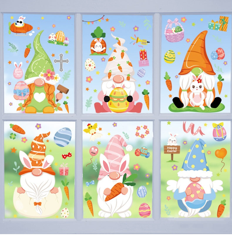 Cute Easter Bunny Stickers for Holiday Decor - PVC 20x30cm Set