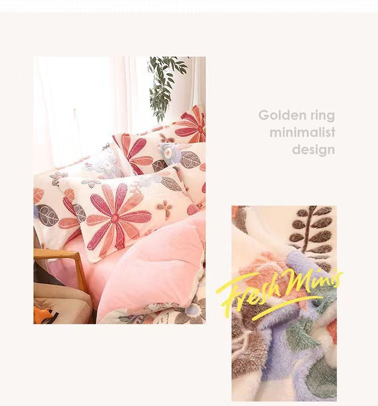 Fleece-Lined Double-Sided Winter Pillowcase - Coral Fleece, 48x74cm, Multiple Styles