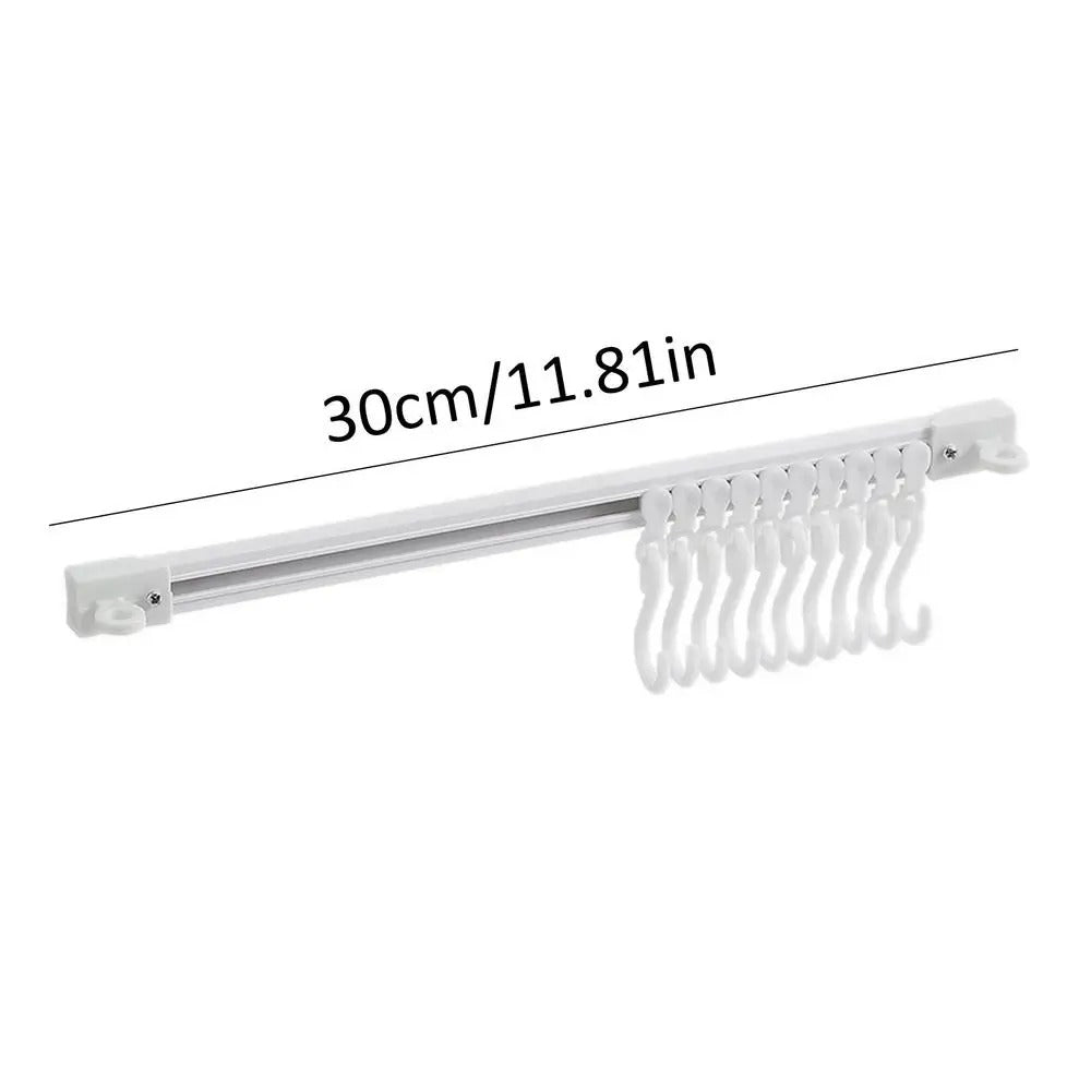 Multi-Functional Wall Hook Track for Kitchen Cabinets - 30CM White 10 Hooks