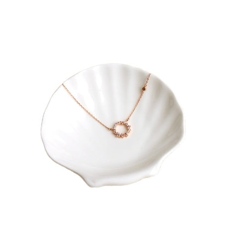 Jewelry Display Shell Tray for Earrings, Necklaces & Rings - Ceramic & Wrought Iron
