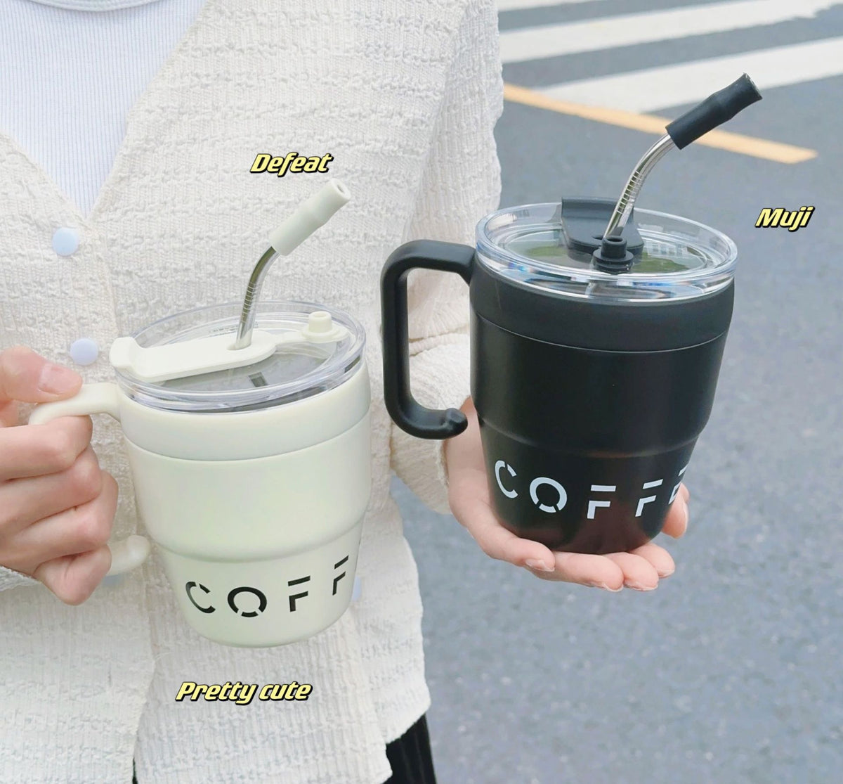 Stainless Steel Mug Cup with Suction Tube for Home & Kitchen 480ml