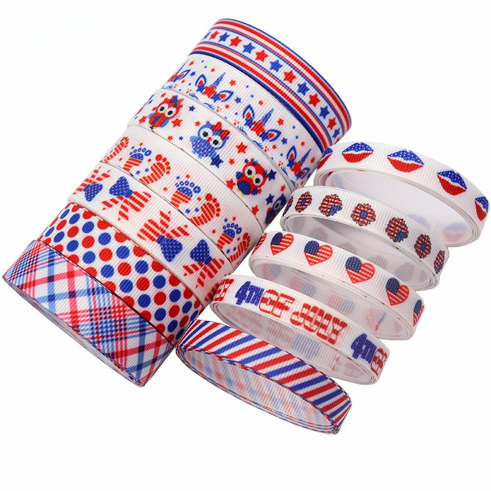 Stars and Stripes Ribbon Dovetail Bowknot Hair Accessory - Multiple Colors & Lengths
