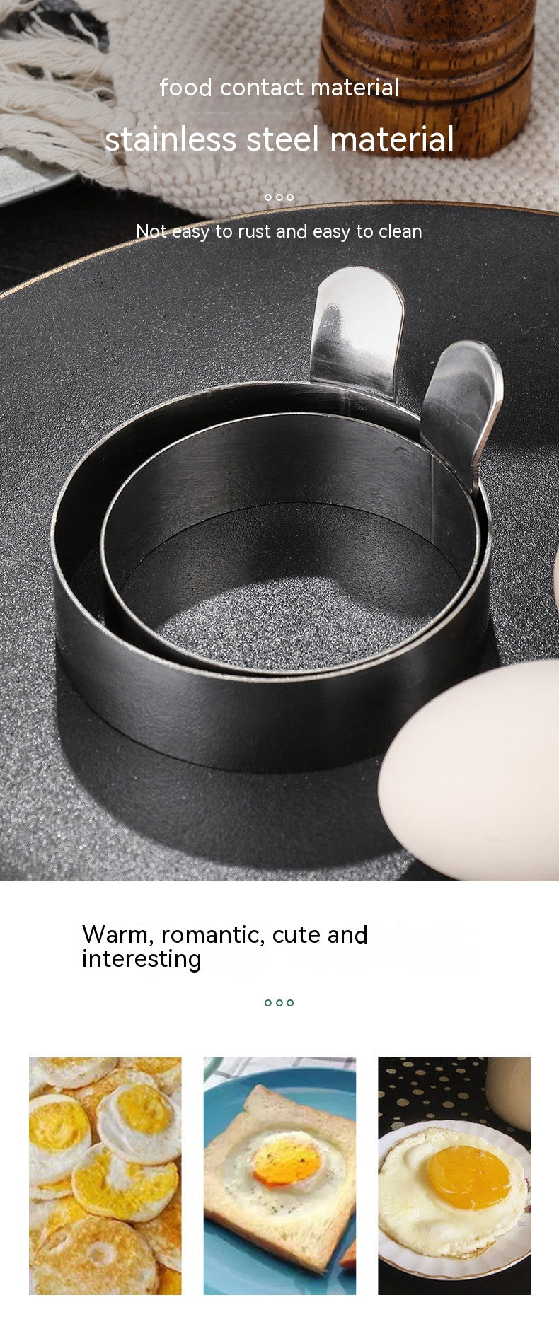 Stainless Steel Round Egg Frying Pan Baking Mold - Large & Small Sizes
