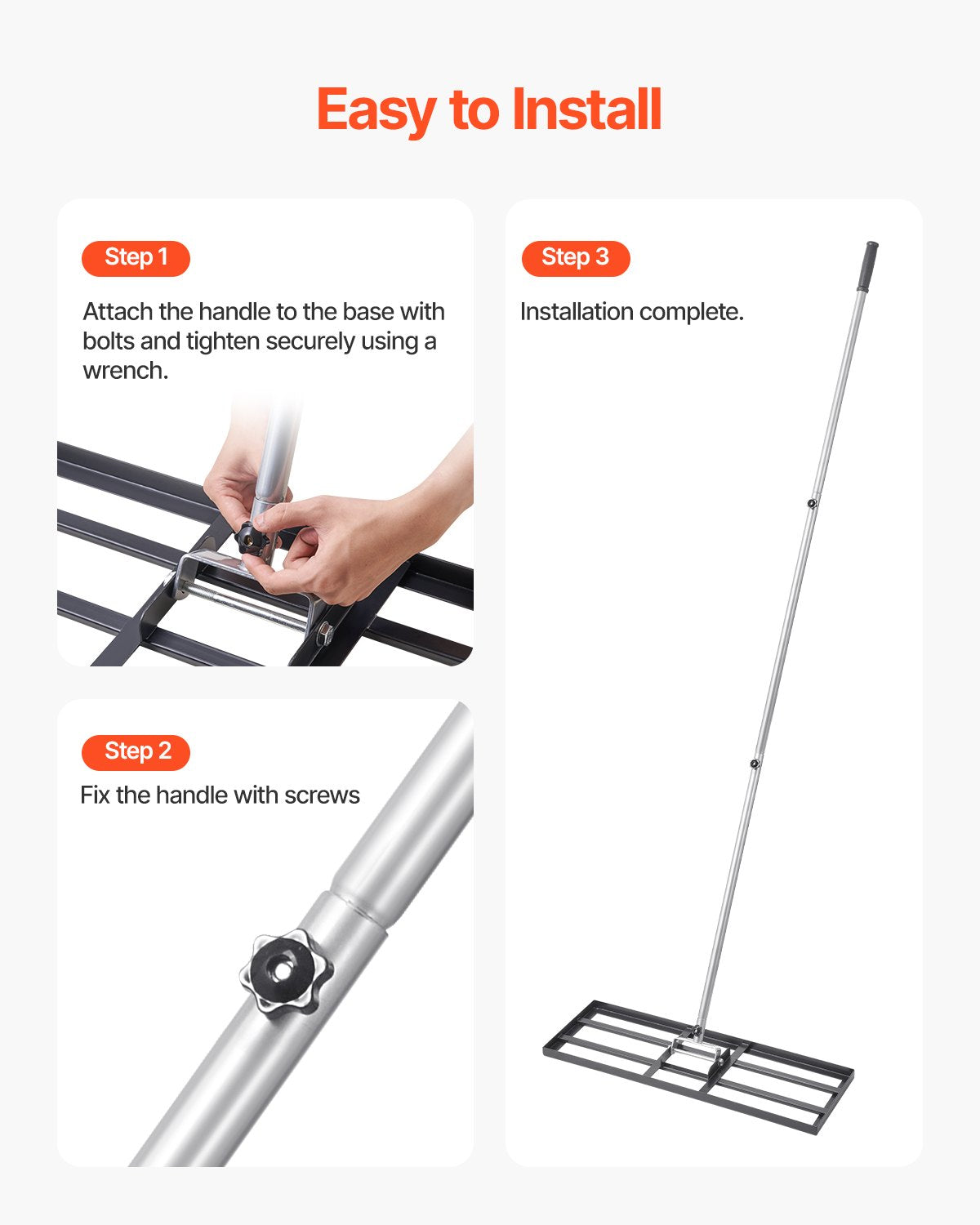 10x30in Heavy Duty Lawn Leveling Rake with Adjustable Handle for Yard & Garden