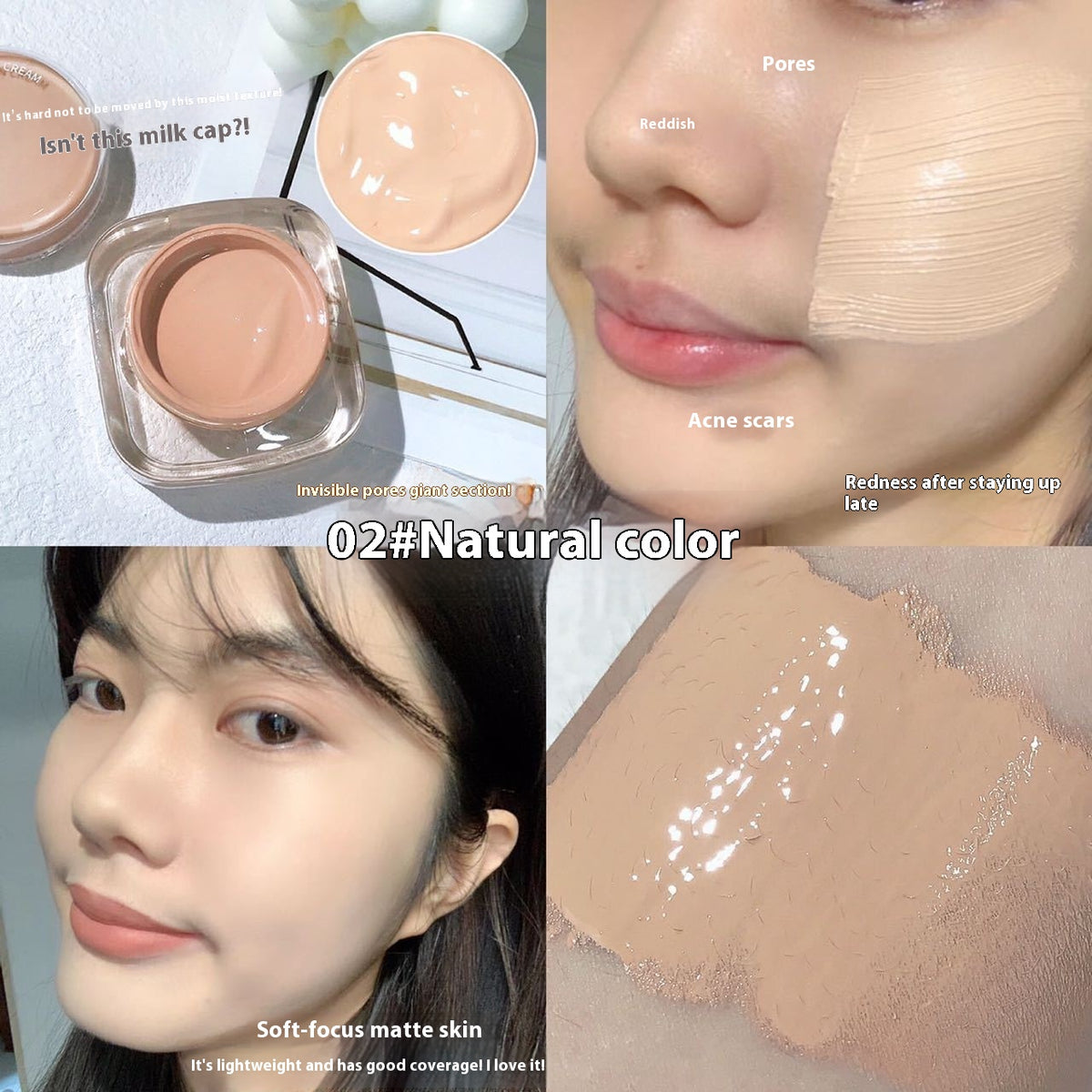 Cream Foundation Oil-Free Moisturizing Cream Makeup Natural Color