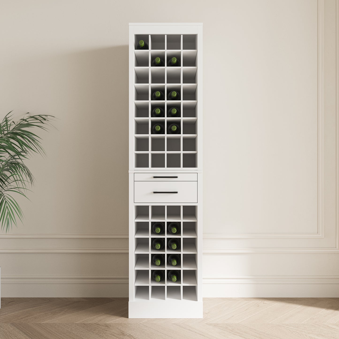 White Modular 24-Bottle Wine Bar Cabinet - Buffet Storage