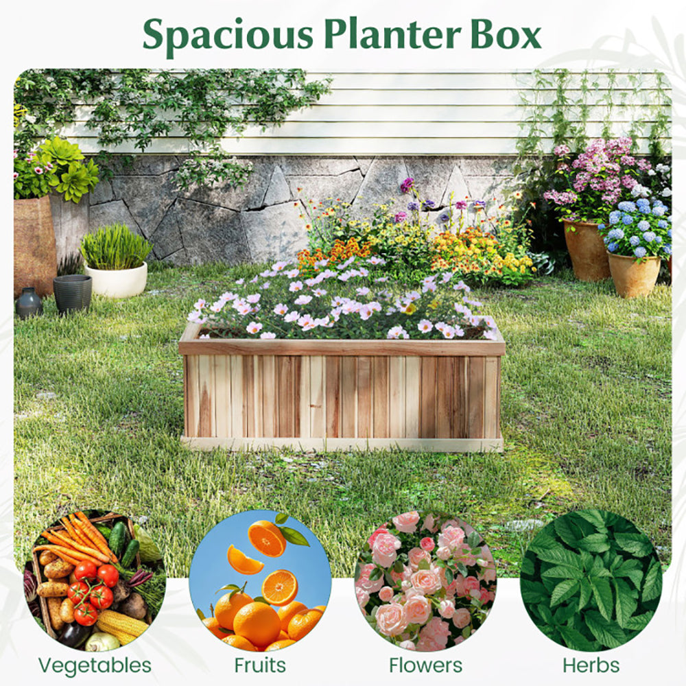Natural Acacia Wood Raised Garden Bed Planter Box - 36" x 12"