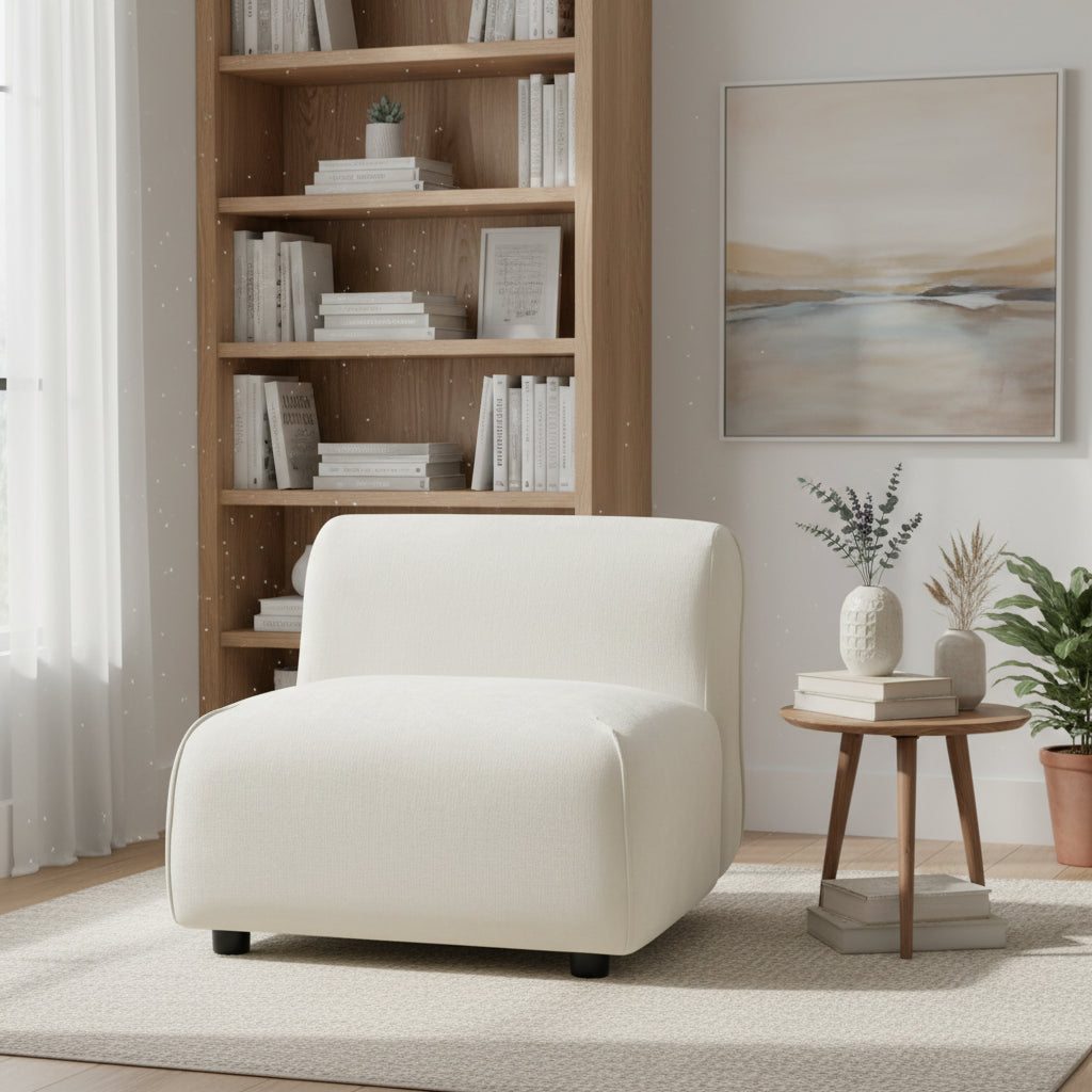Modern Curved Upholstered Accent Chair -Curved Plush Design For