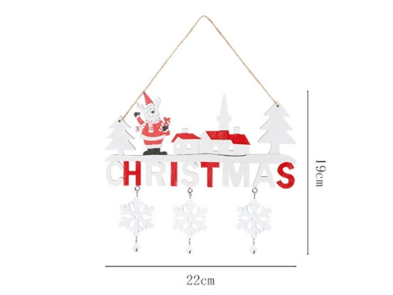 Christmas Wooden Hang Santa Snowman Reindeer Ornaments Decorations