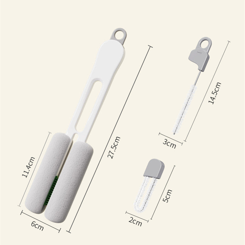 Multi-Functional Cup Brush with Handle - Cream White Kitchen Cleaning Tool