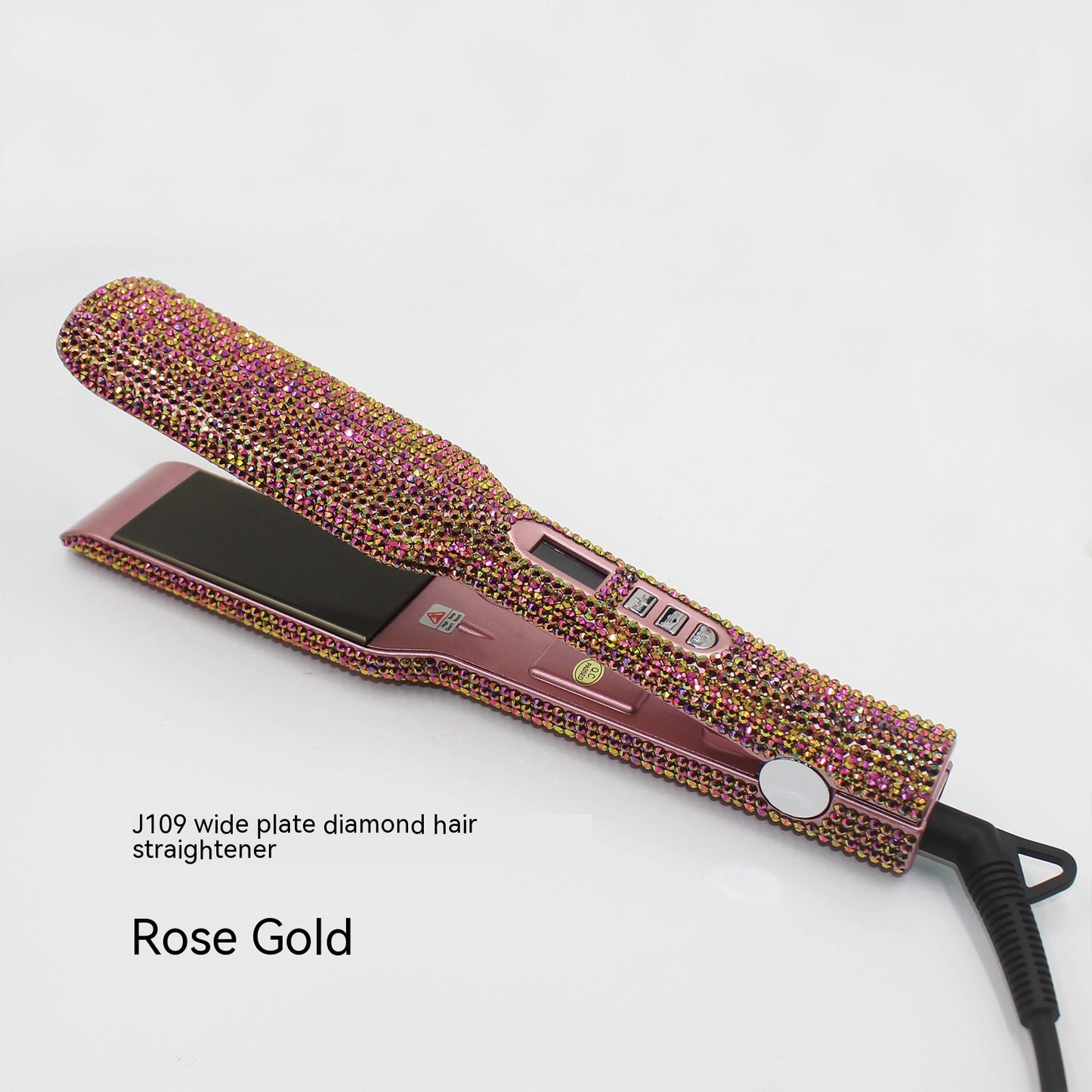 High Temperature Titanium Hair Straightener with Rhinestone Inlay - Multiple Colors & Power Options