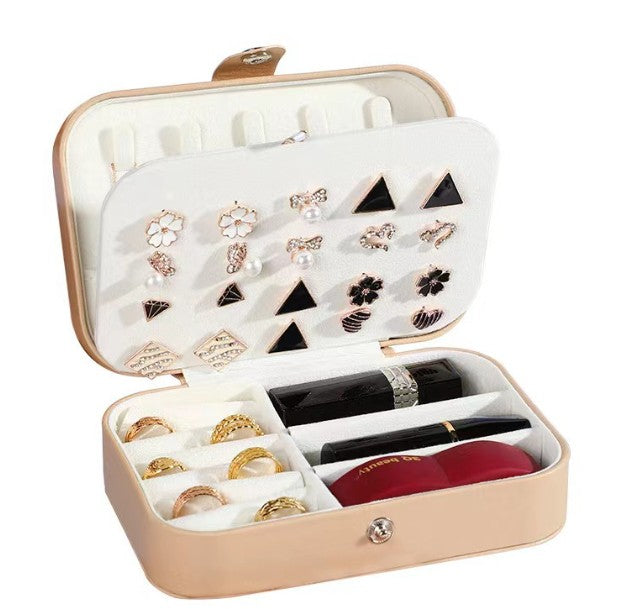 Double Snap Jewelry Box with Blue PU Leather - Jewelry Storage Organizer