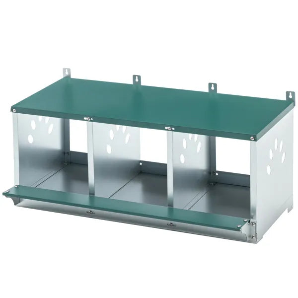 Galvanized Steel Chicken Nesting Boxes with 3 Compartments, Easy Assembly
