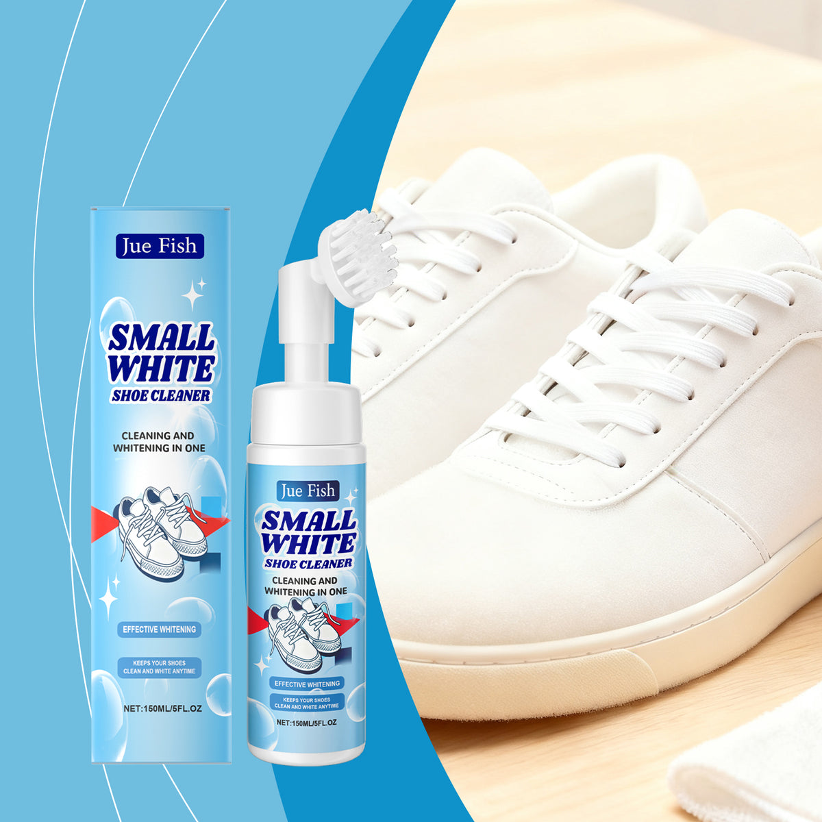 White Shoe Cleaning Foam 150ml for Daily Stains - Gentle & Easy to Use