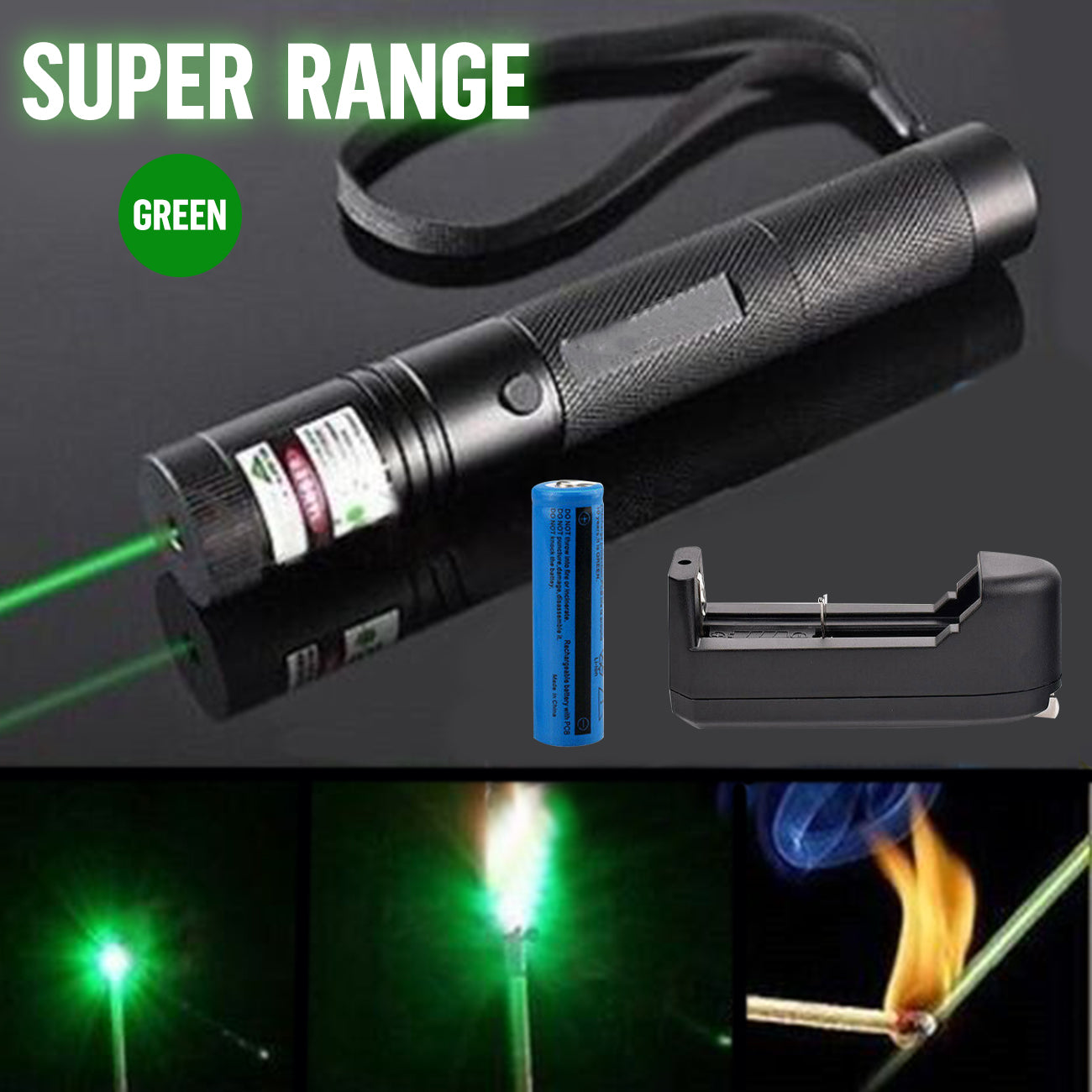 Strong Green Laser Pointer Pen Light 532nm USB Rechargeable Torch 2 Pack