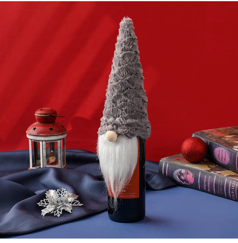 Faceless Old Man Doll Wine Bottle Cover Christmas Decor Set - Multiple Variants