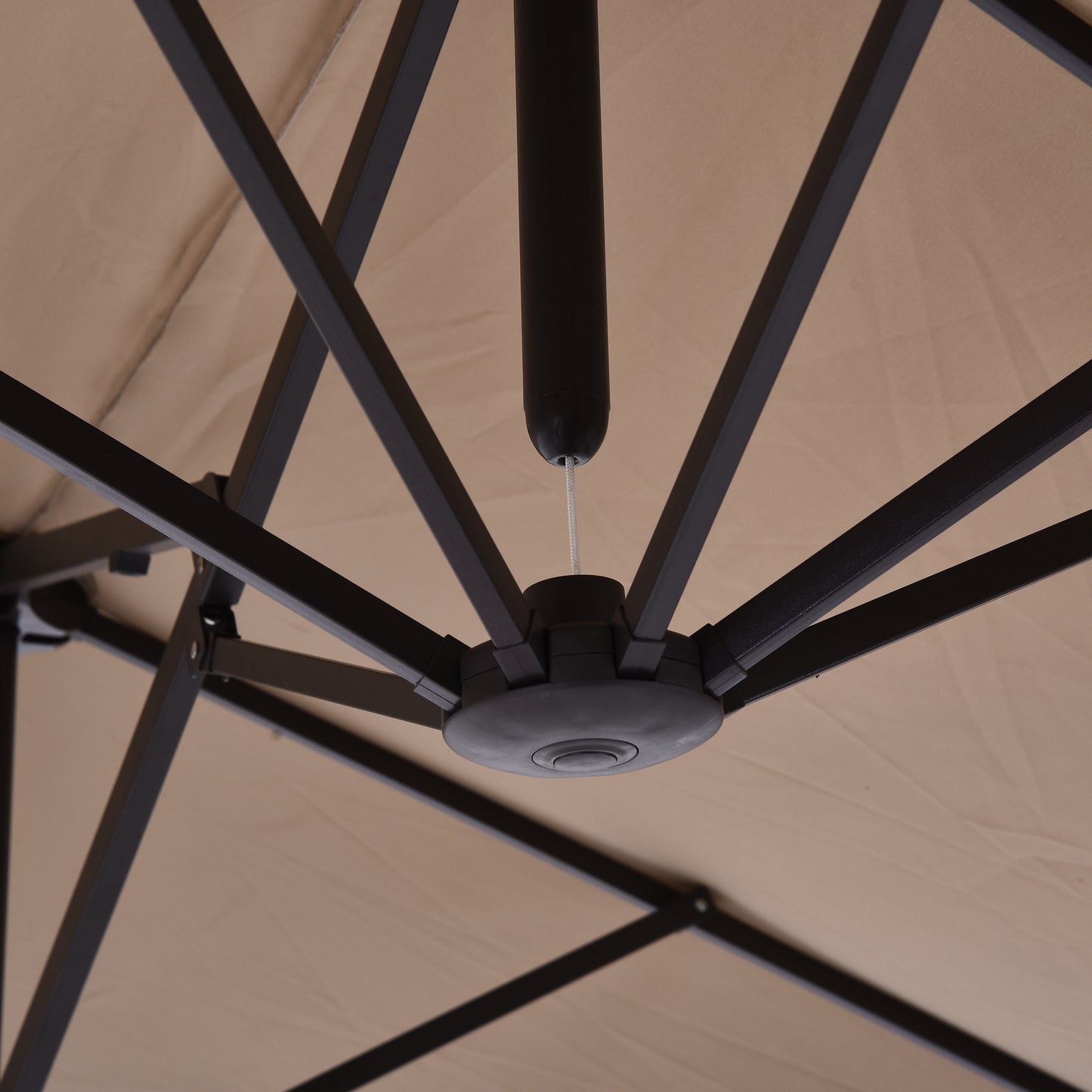 15ft Double-Sided Patio Umbrella with Crank Handle - Tan