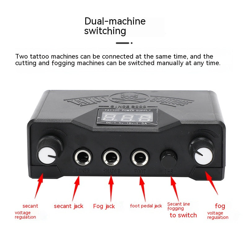 Tattoo Practice Machine Kit with Dual Coil Power Supply - Skull Design