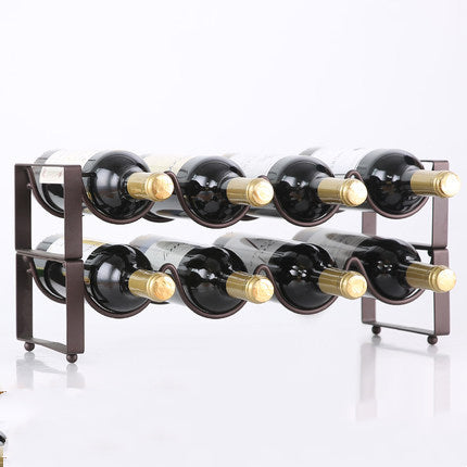 Stackable Wine Bottle Rack with Iron Shelf - Multiple Styles Home & Kitchen Decor