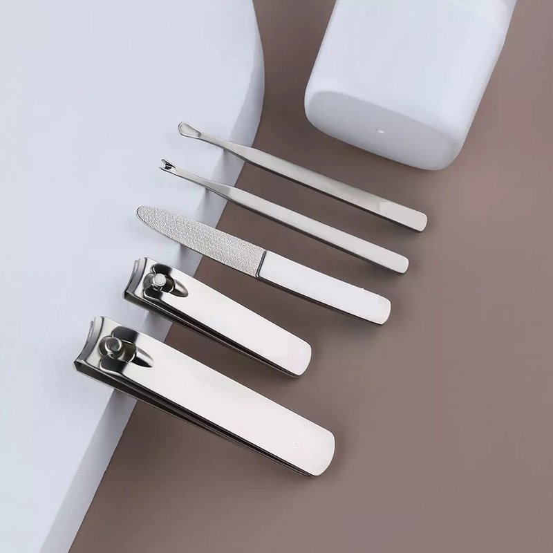 5-Piece Manicure Set Stainless Steel Nail Clippers Tools White