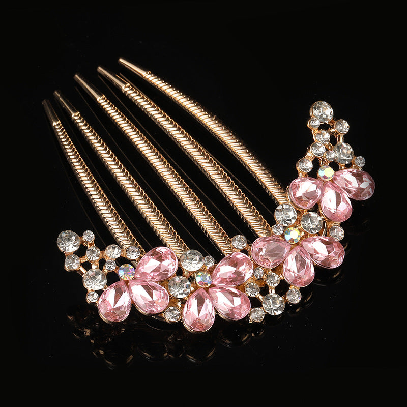 Alloy Water Drill Comb Palace Style Women’s Five-Tooth Hair Comb