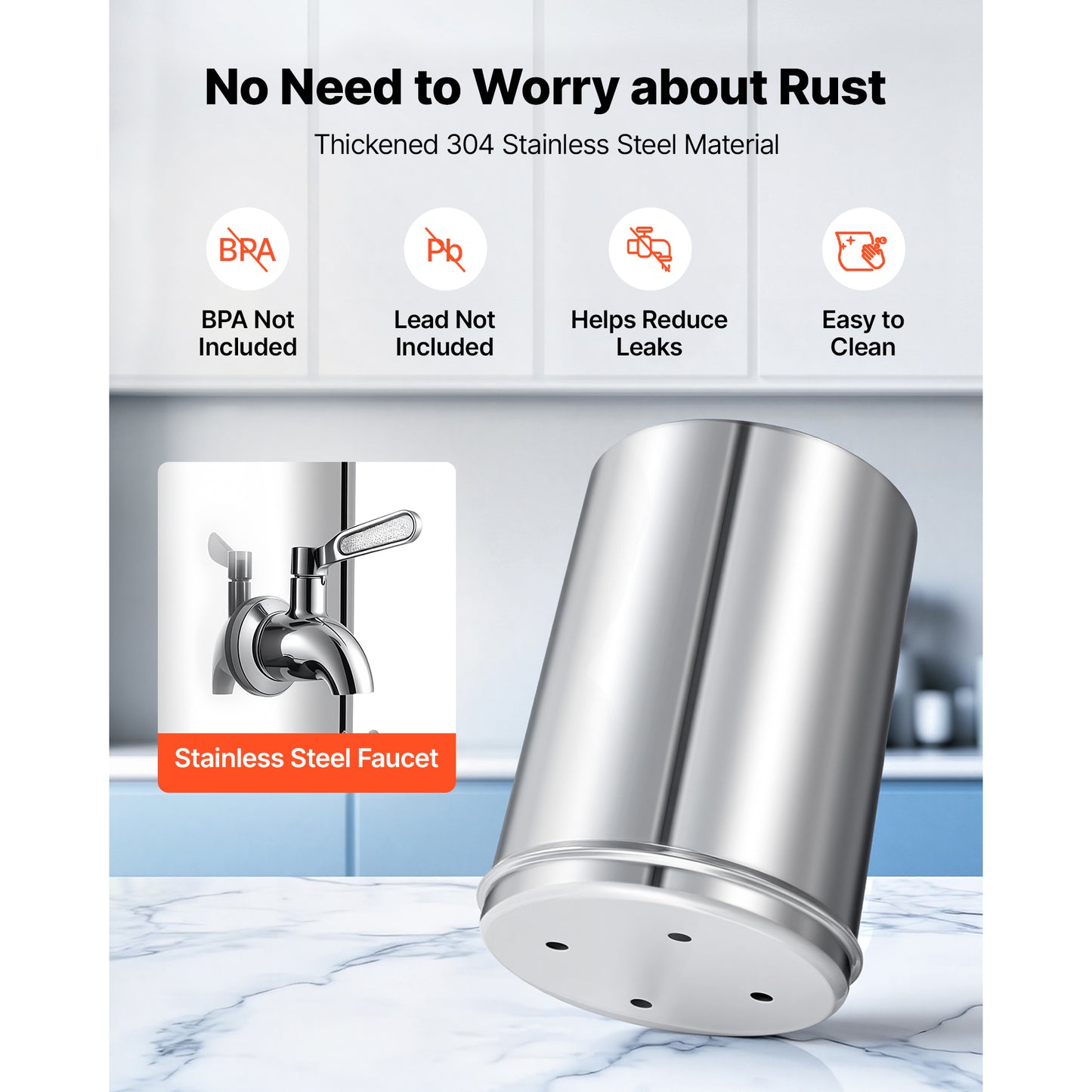 Gravity-Fed Countertop Water Filter System 3.25G Stainless Steel with 2 Carbon & 2 Defluorination Filters
