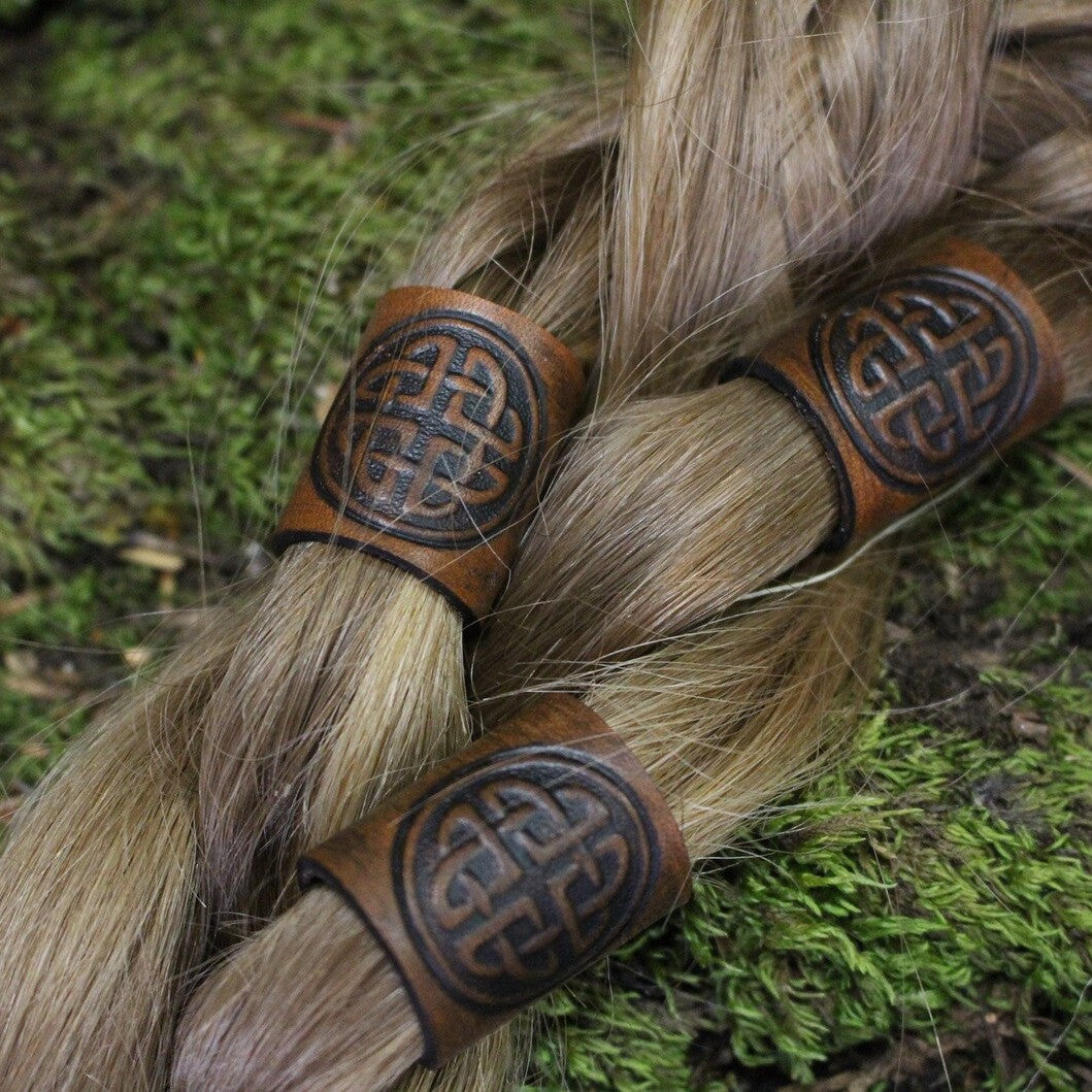 Nordic Viking Leather Hair Accessory Set of 3