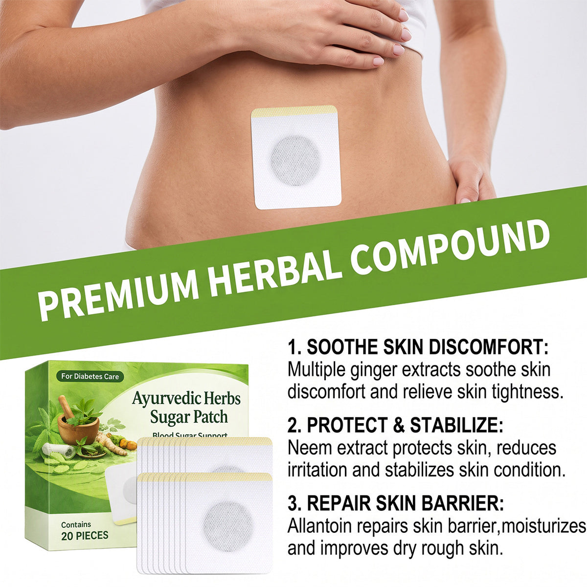 Grass Body Care Patch - 20 Pieces, Breathable Nonwoven