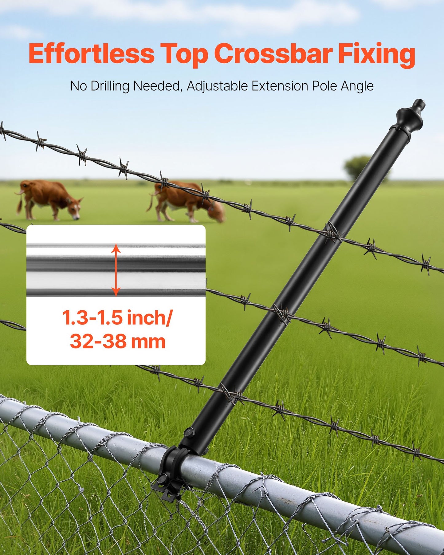 Galvanized Steel Fence Extender for 1.3'-1.5' Top Rails - 9 Pack, Black