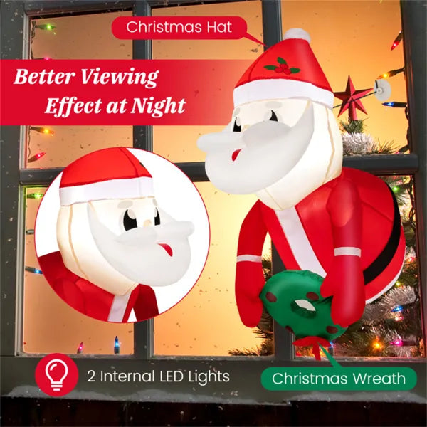 3.3FT Inflatable Santa Claus Window Decoration with LED Lights