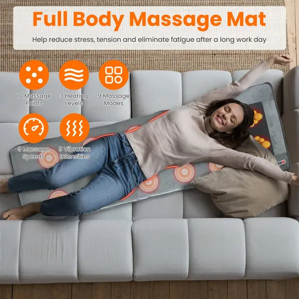 Full Body Electric Massage Mat with Heat & Vibration - Advanced