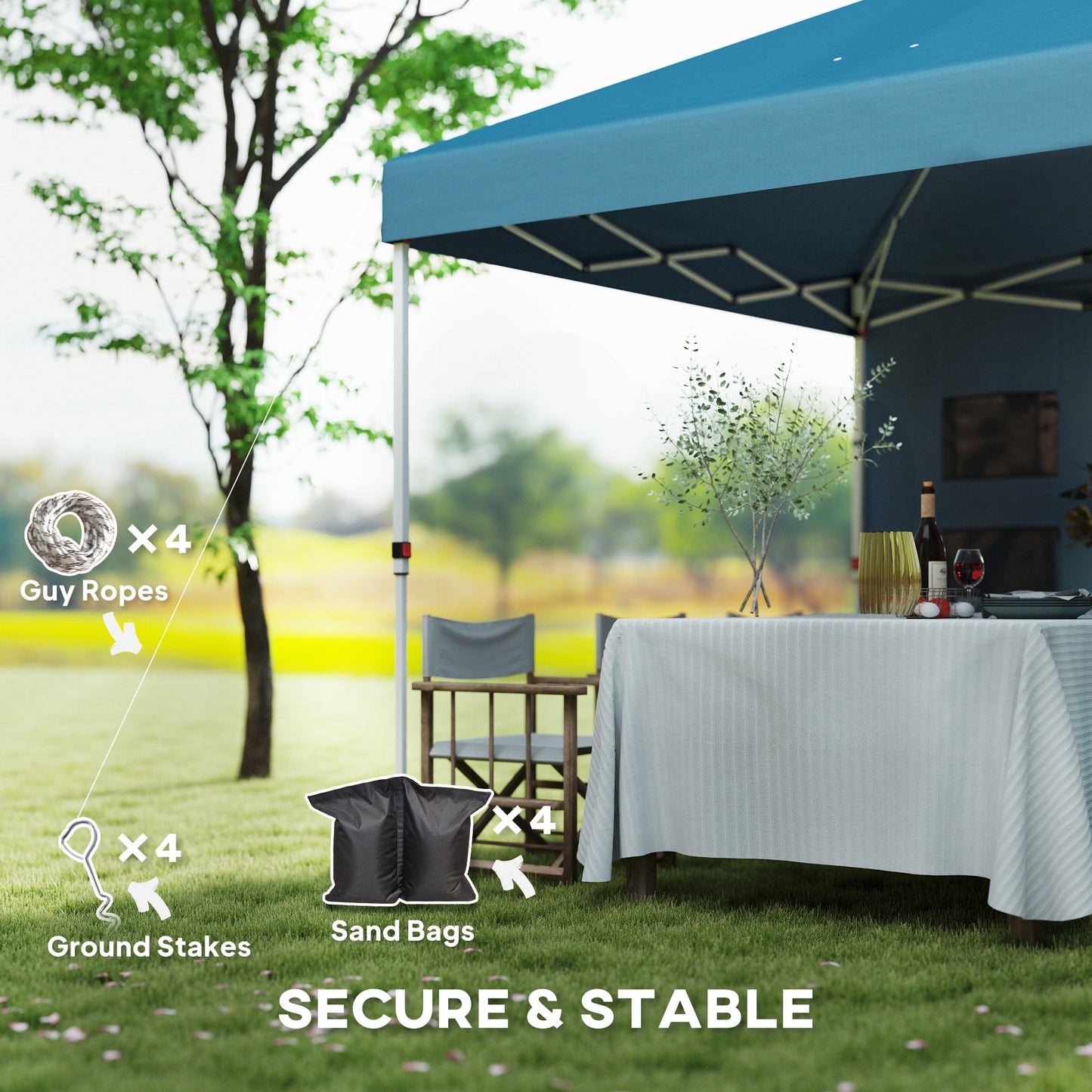 10x10 Pop Up Canopy Tent with Sidewall - Sea Blue