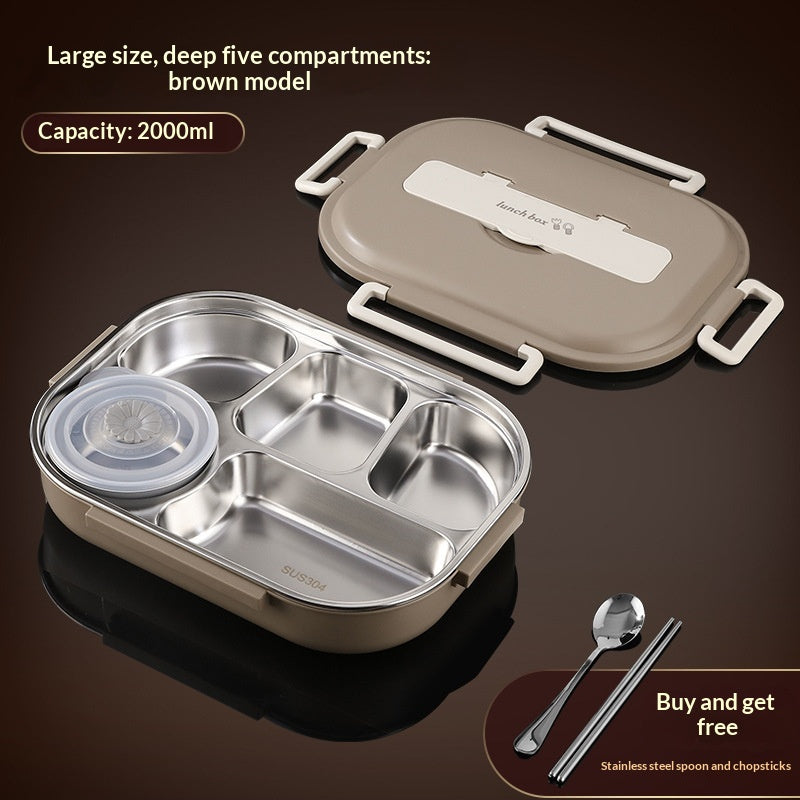 Insulated Bento Lunch Box with 5 Compartments - Airtight Food Container