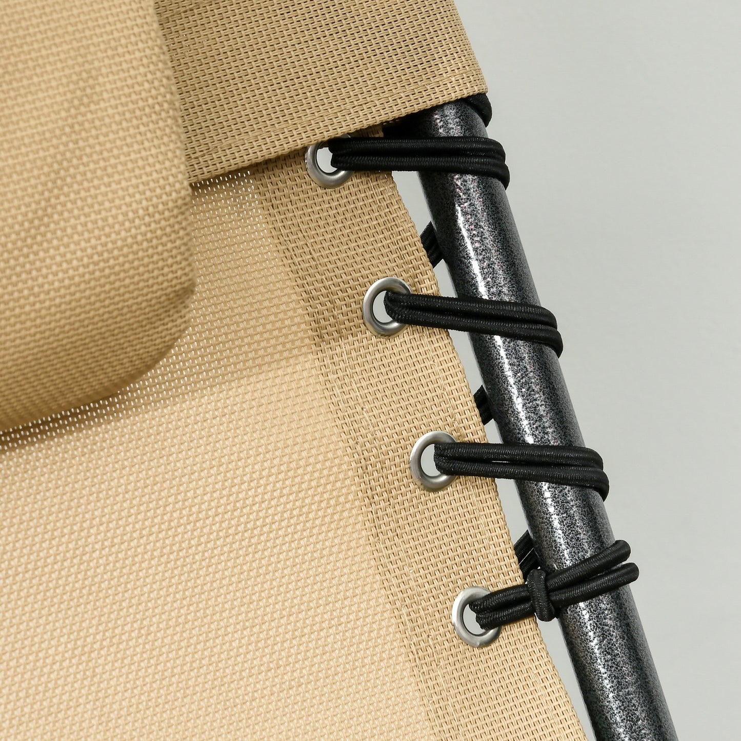 Folding Lounge Chair with 5-Position Recline and Side Pocket - Beige